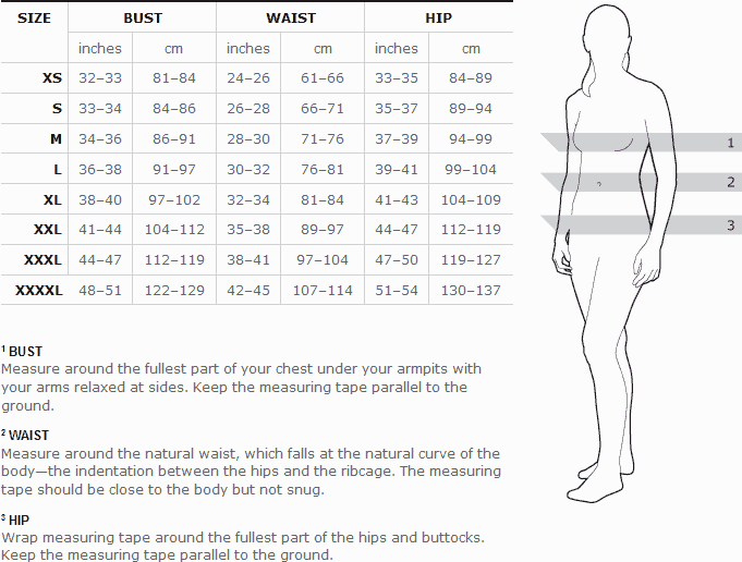 Bontrager's size chart for women.